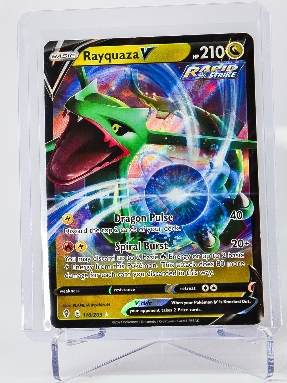 Pokemon Card Rayquaza 110/203 V Ultra Rare Holo Evolving Skies